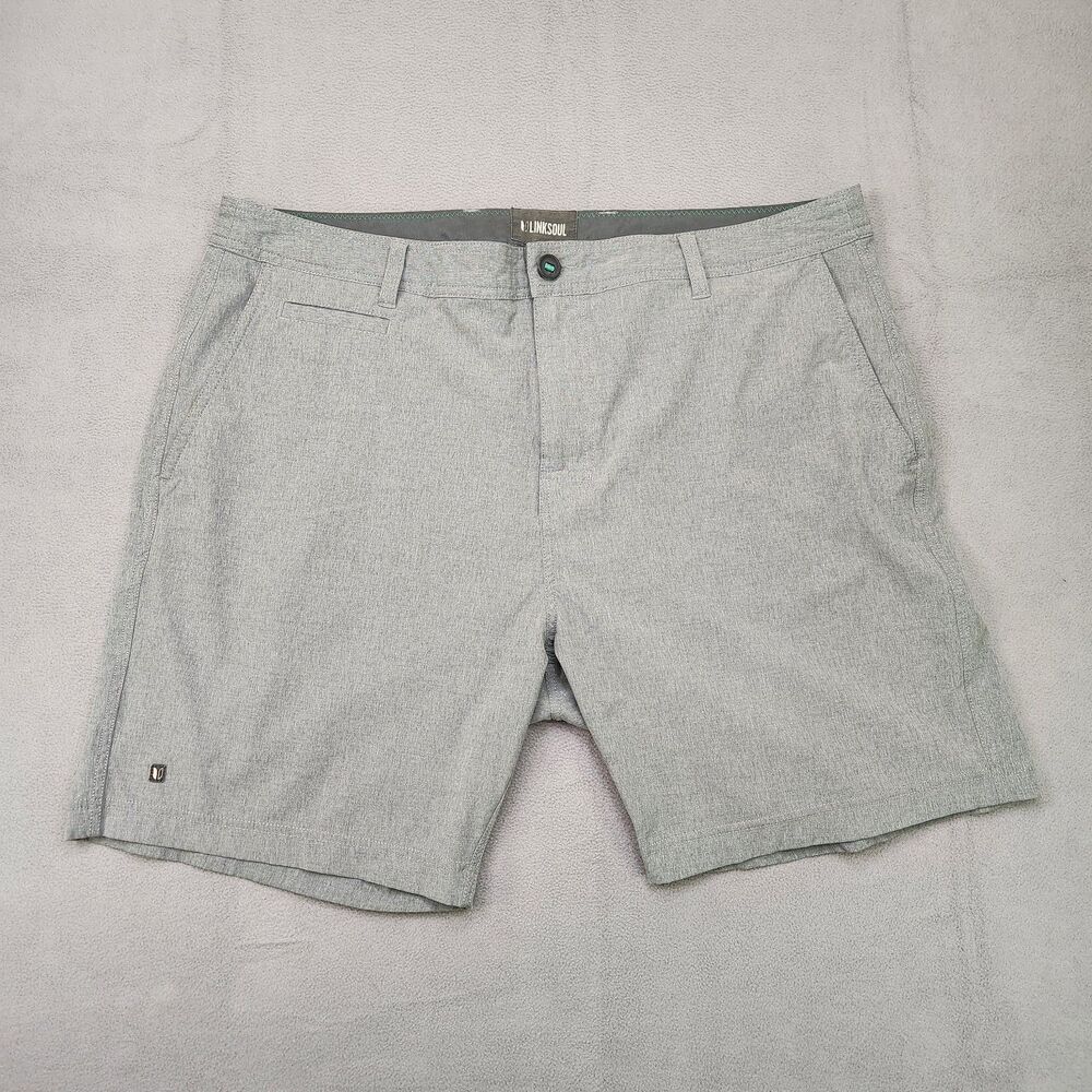 Linksoul Boardwalker Shorts Men 38 Gray Performance Golf Stretch Hybrid Chino 8"